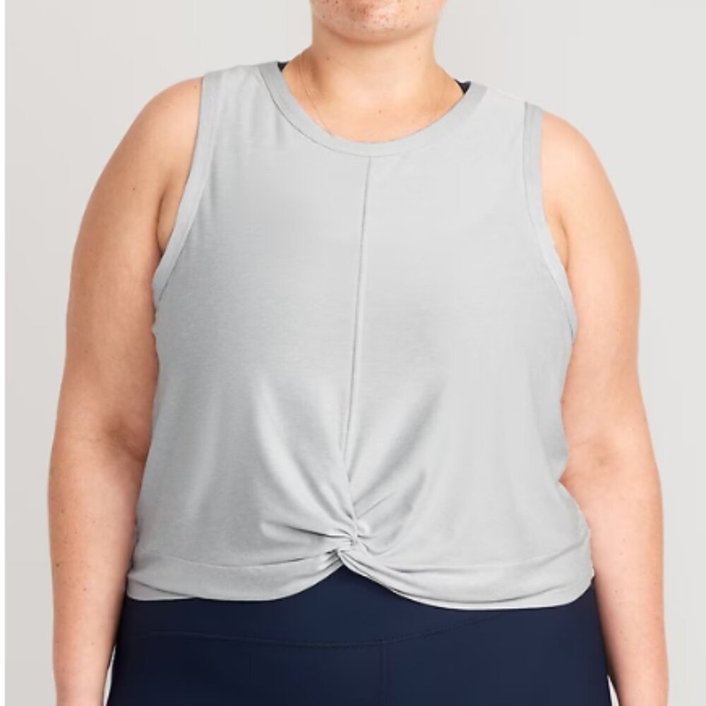 Old Navy Womens Cloud 94 Soft Twist-Front Crop Top Gray Multisize NWT